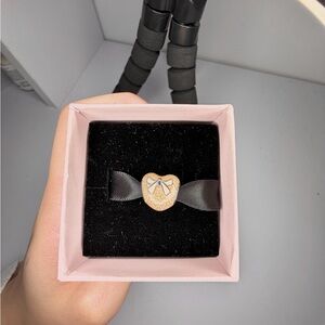 Retired Pandora Pink Bow & Lace Heart Charm